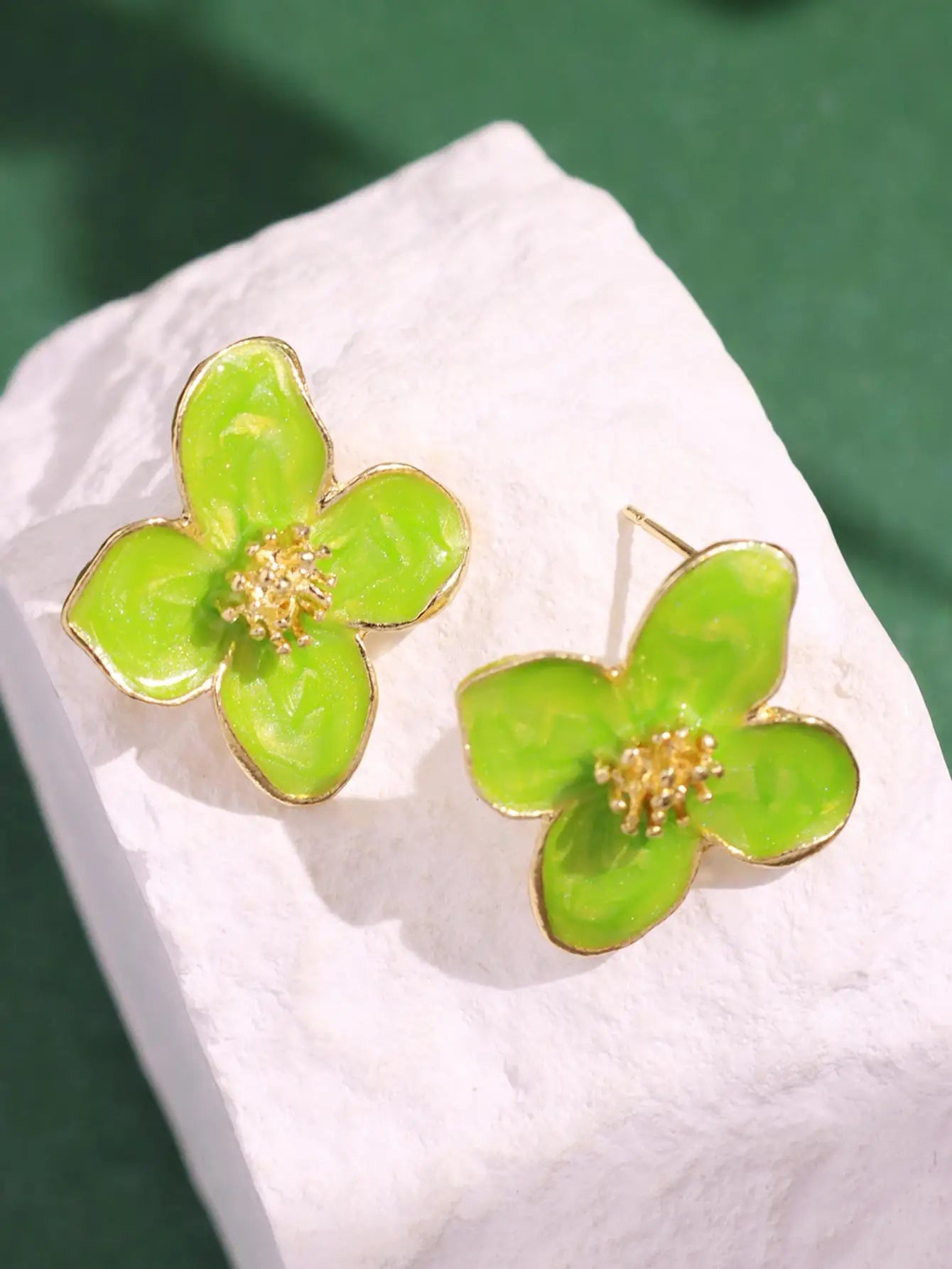 Hibiscus Dropped Glaze Flower Stud Earrings for Women Girl French Ins Vintage 2023 Fashion Korean Wedding Romantic Jewelry Gifts