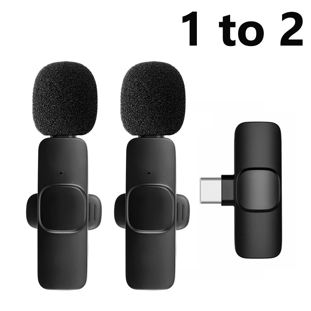 KEBIDUMEI Wireless Lavalier Microphone for Smartphones Computers Cameras Noise Reduction Collar Microphone Type-C Port Adapter
