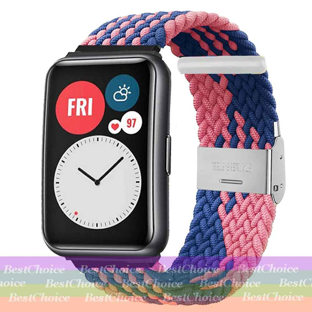 Nylon Braided Watch Strap for Huawei Watch Fit 3 Elastic Loop for Huawei Watch Fit 2 1Adjustable Band Bracelet Metal Connector