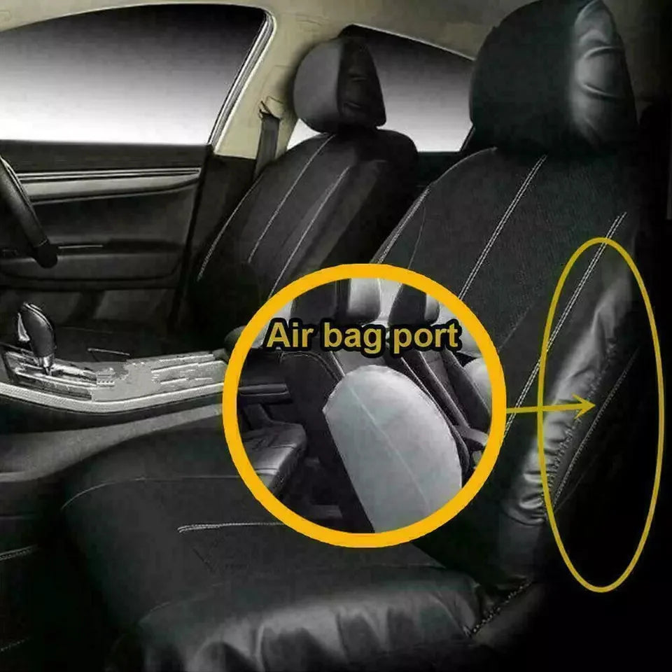 9pcs/Set Car Seat Cover Universal Leather Black Seat Protector Cover Complete Set of All Seasons Car Interior Accessories