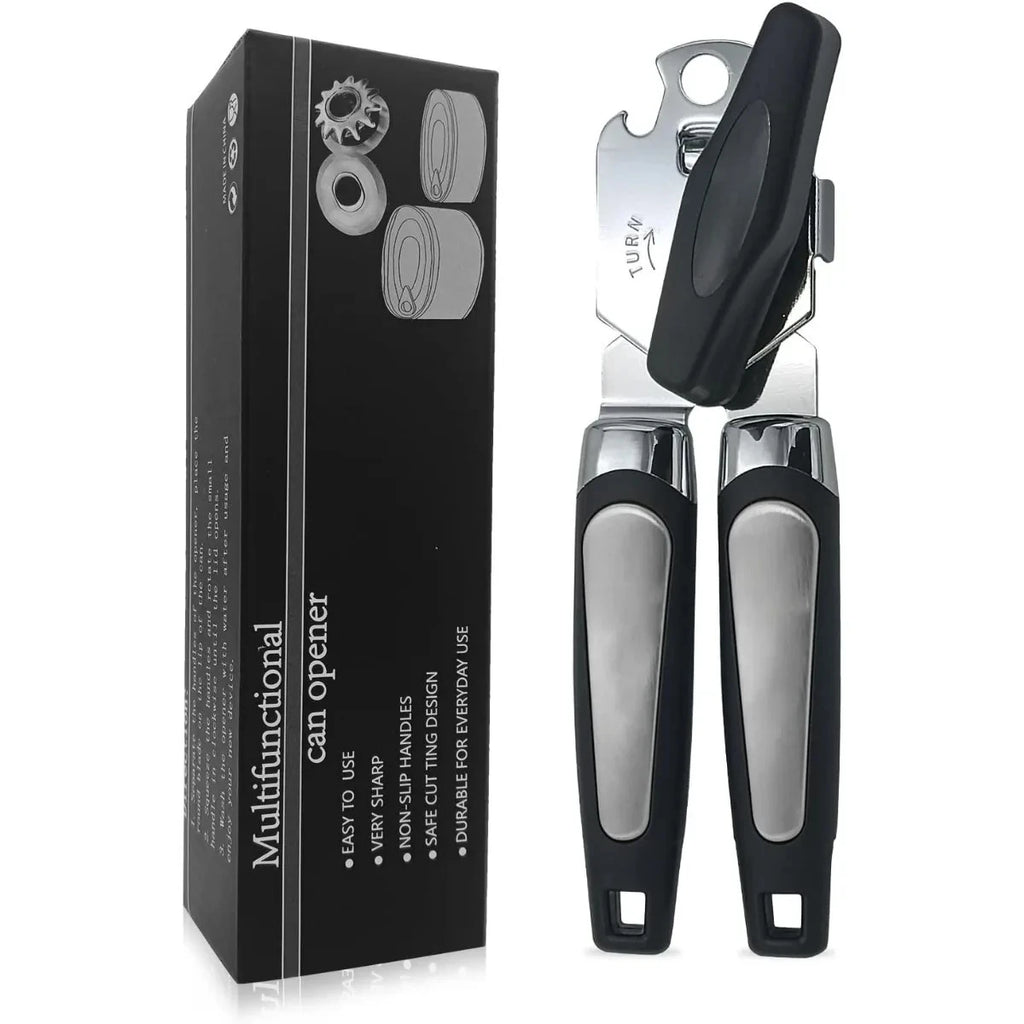 Heavy Duty Manual Can Opener Sturdy Stainless Steel with Comfort Grip It Also Functions As A Multi-functional Bottle Opener.