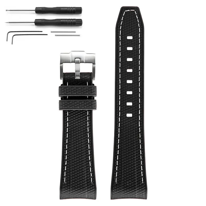 Rubber Silicone Watch Band for Swatch X Blancpain GREEN ABYSS Curved End Waterproof Sport Woven Pattern Strap Bracelet 22mm