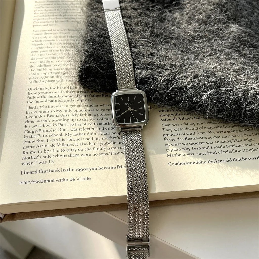 Brand Simple Quartz Watch for Women Retro Luxury Gift Ladies Watches Small Dial Adjustable Stainless Steel Strap Wristwatches