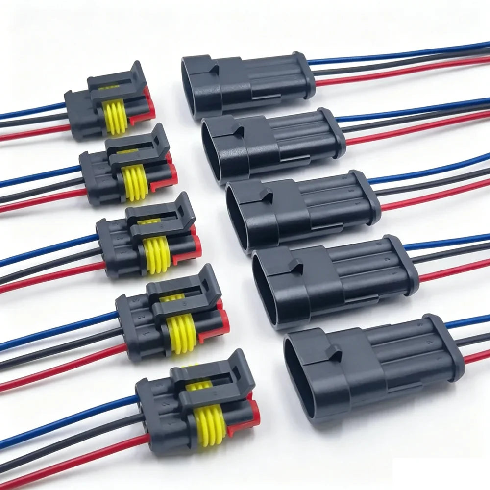 1/2/3/4 Pin Waterproof Connectors, Electrical Terminal Quick Connector, 10Pcs/ 5Sets, With Wire, Suitable For Cars, Ships, Etc.