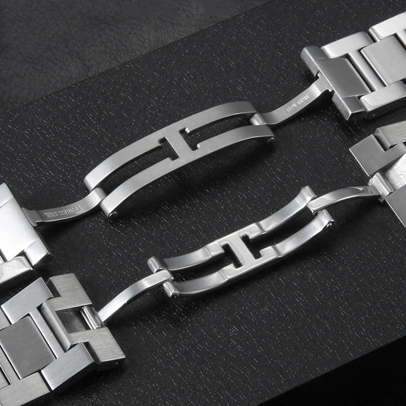 For Cartier Tank Solo Series Watchband Luxurious Stainless Steel Bracelet High Quality silver Strap 16mm 17.5mm 20mm 22mm 23mm