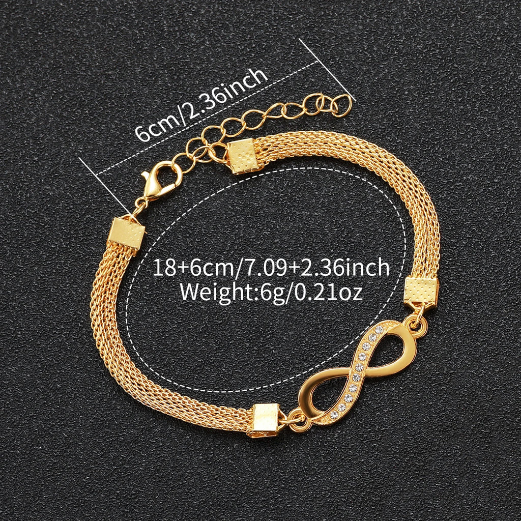 2PCS Luxury Full Diamond Women Watches Bracelet Set Fashion Decorative Three-eyes Ladies Quartz Wristwatch (Without Box)
