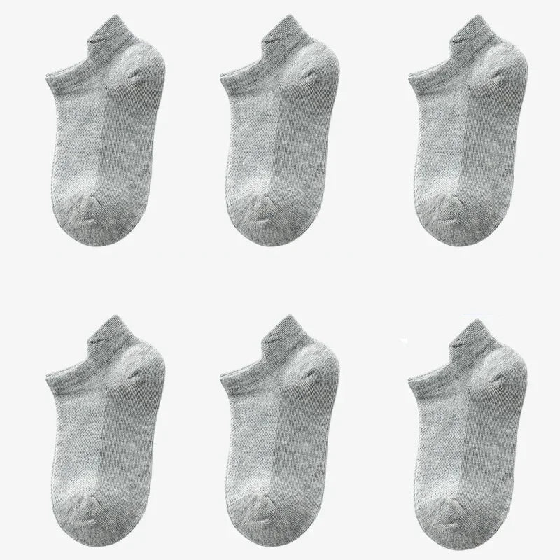 6 Pairs 1-12T Children Cotton Socks Spring Summer Boys Girls Mesh Thin Breathable Solid Ankle Socks Black White Grey Kids Socks