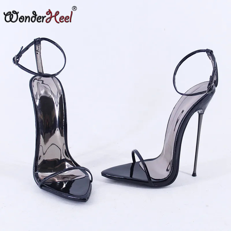 Wonderheel Summer Extreme Ultra Thin Heel 16cm Stiletto Heel Sexy Pointed Toe Ankle Straps Slim High Heels Sandals In Stock