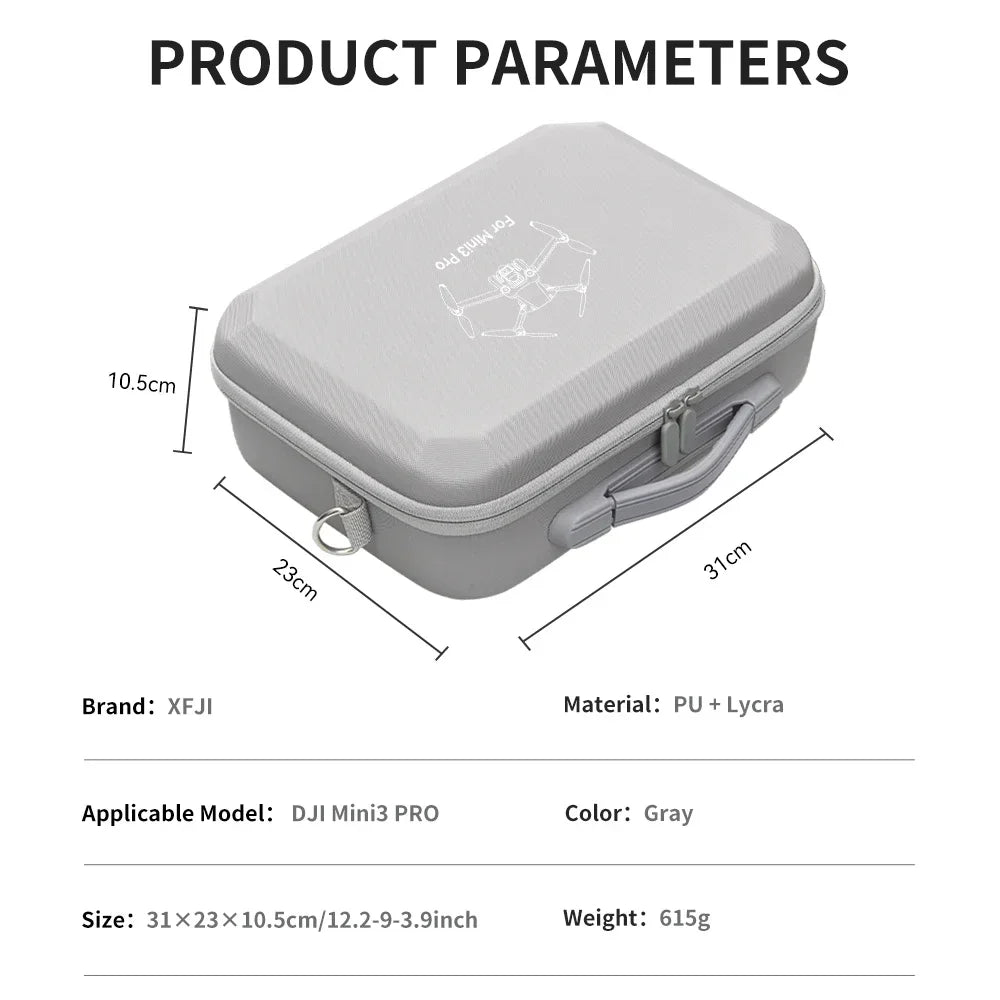 For DJI Mini 3/Mini 3 Pro Portable Storage Bags Hard Shell Carrying Case Drone Accessories PU Leather Waterproof Shoulder Bag