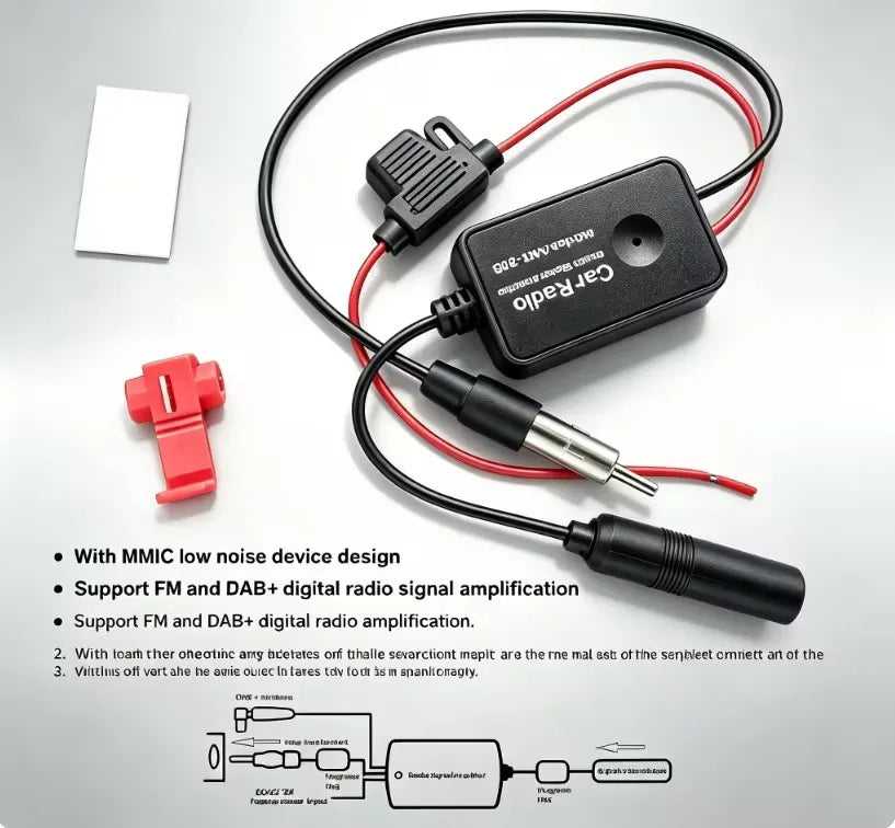 12V Vehicle-Mounted Active Antenna FM Car Radio Antenna Amplifier for Clear Reception