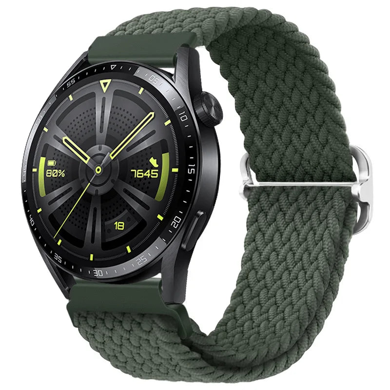 20mm 22mm Braided Solo Loop Strap For Samsung Watch 5/4/3 Active 2/Huawei Watch 3/GT Nylon Elastic Bracelet Amazfit GTR/GTS Belt