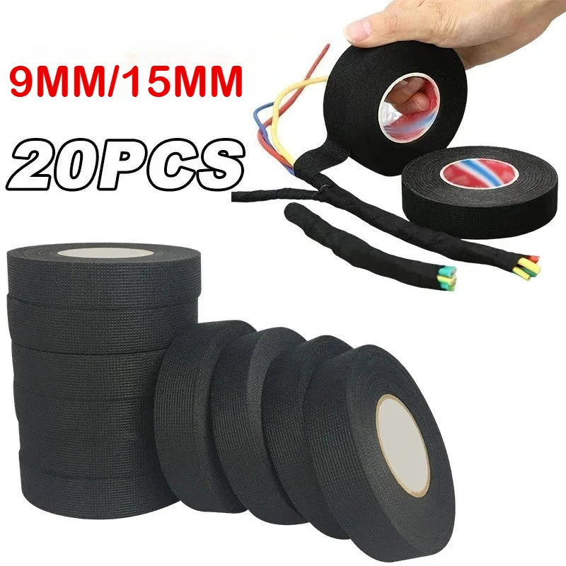 Car Wiring Loom Protection Tape, Heat Resistant Waterproof Harness Tape, 9/15/50MM Size Electrical Insulating Adhesive Tape