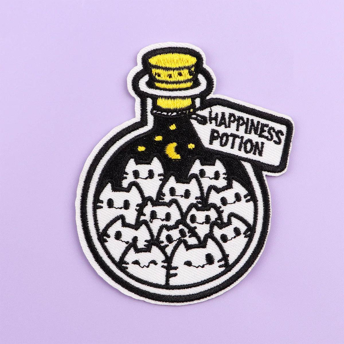 Cute Bottle Black Cats Embroidered Patches for Clothing Jackets Cartoon Patch DIY Iron on Patches Applique Accessories Sticker