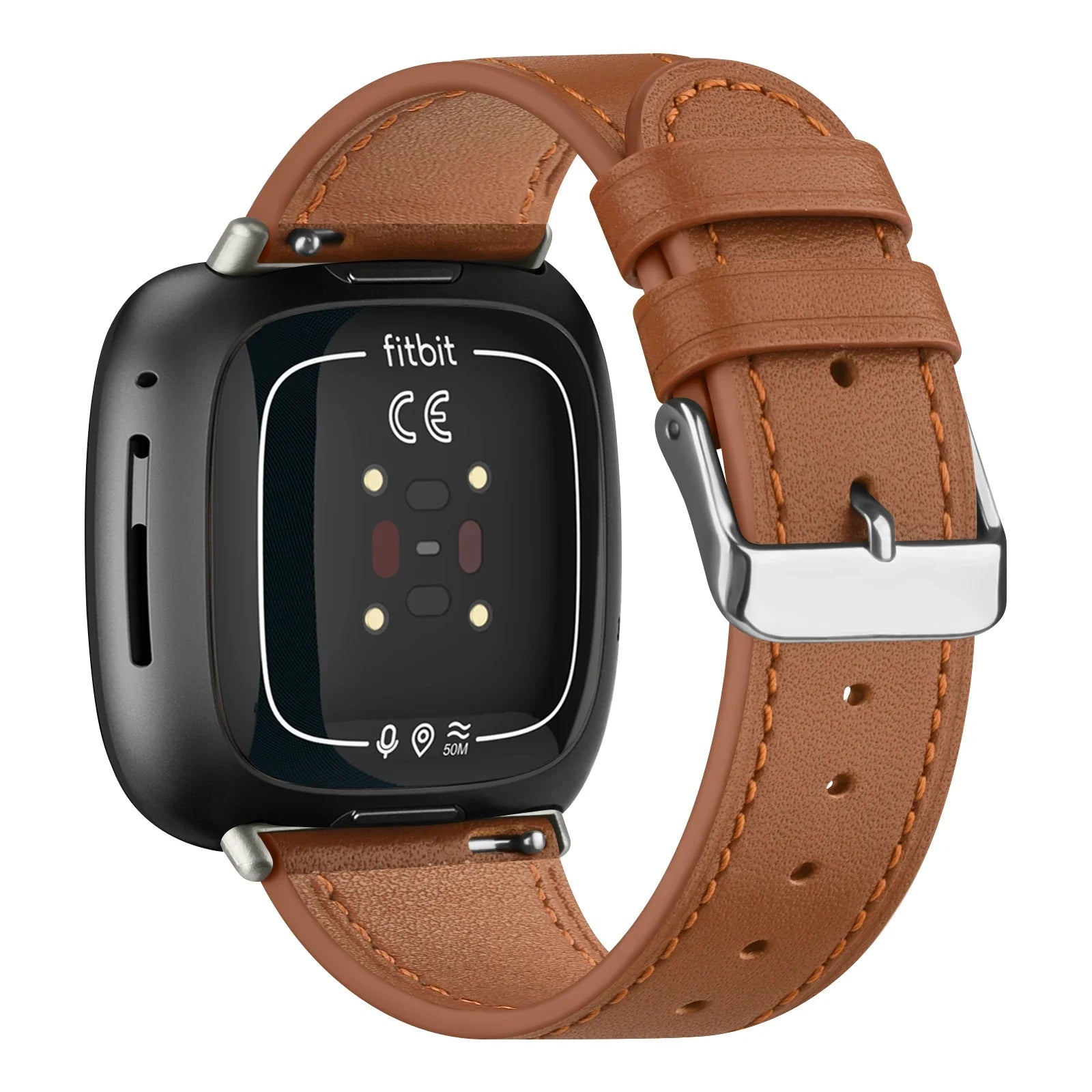 Real Leather Watch Band For Fitbit Versa 3/Versa 4 Strap Bracelet For Fitbit Sense/Sense 2 Band Adjustable Wristband Replacement
