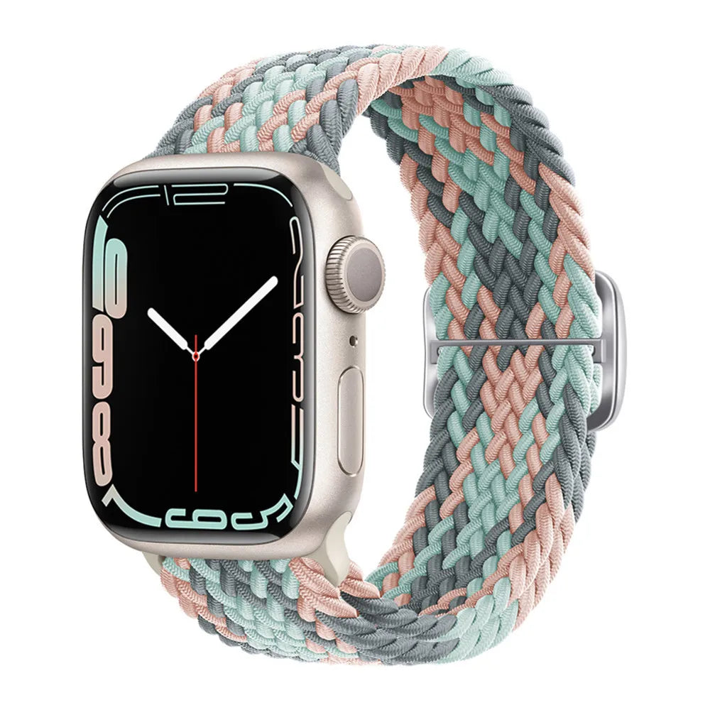 Braided Loop for Apple Watch Strap 44mm 40mm 45mm 41mm 42mm 38mm 49mm Elastic Solo Bracelet IWatch Series 7 Se 3 6 Ultra 8 Band