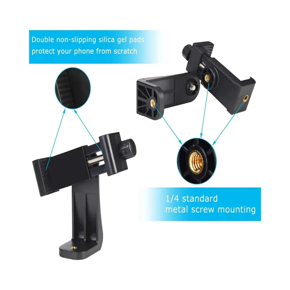 Tripod Mount Universal 360 Degree Mobile Phone Clip for 1/4" Screw Holes Cellphone Holder Desk Tripod Adapter For iPhone/Samsung