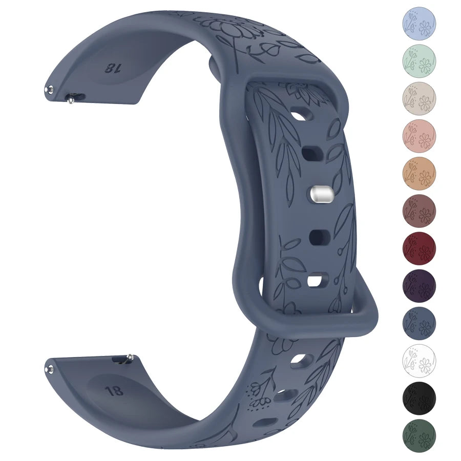 18 20 22mm Watch Strap for Garmin Forerunner 170 70 570 165 255 3D Flowers Silicone Band For Active 6 5/Venu 4 41/45mm Bracelet