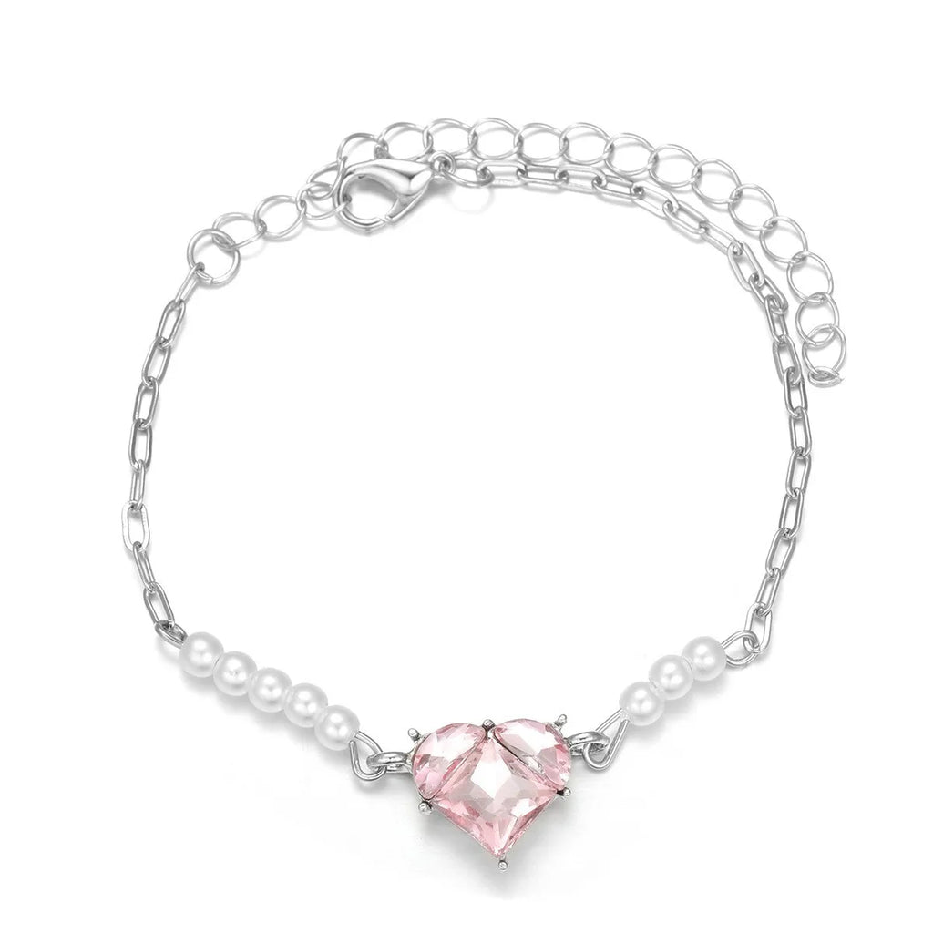 Y2K Zircon Ins Bracelets for Women Korean Fashion Sweet Girls Sparkling Hollow Heart Delicate Chain Bracelet Party Jewelry Gifts