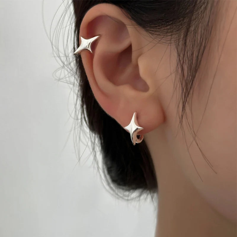Foxanry Star Geometric Hoop Earrings For Women Couples Minimalist New Fashion Hip Hop Classic Personality Birthday Jewelry Gifts