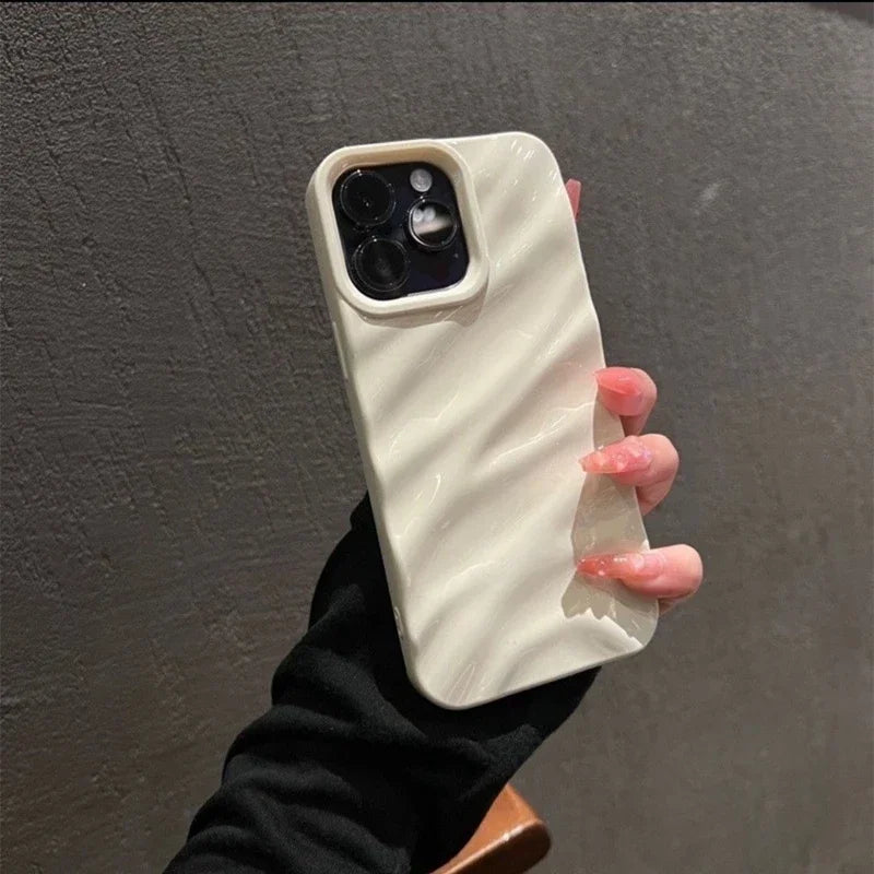 Soft Water Ripple Pattern Phone Case For iPhone 11 12 13 14 15 16 17 18 Pro Max X Xs Max XR 7 8 Plus Air Bumper Cases Cover