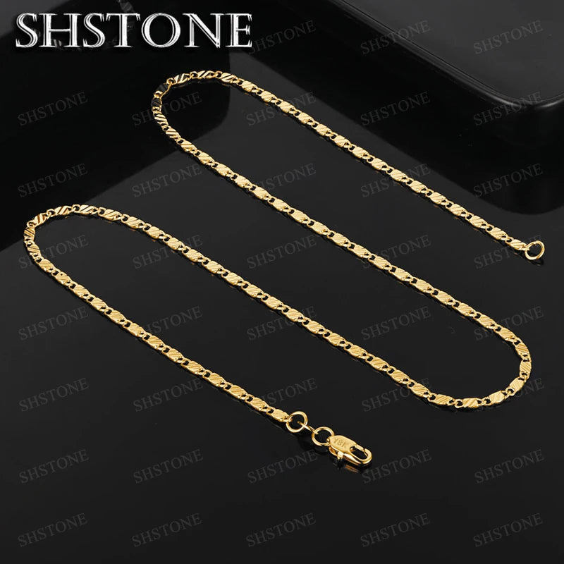 18K Gold 16/18/20/22/24/26/28/30 Inch Figaro Chain Necklaces For Women Luxury Designer Jewelry Free Shipping