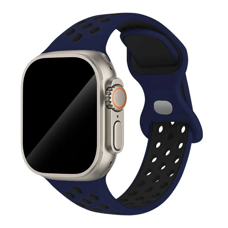 Silicone Strap For Apple Watch 44mm 45mm 40mm 41mm 38 42mm sports Rubber Breathable Band iwatch series 10 9 8 SE 7 6 Ultra 49mm