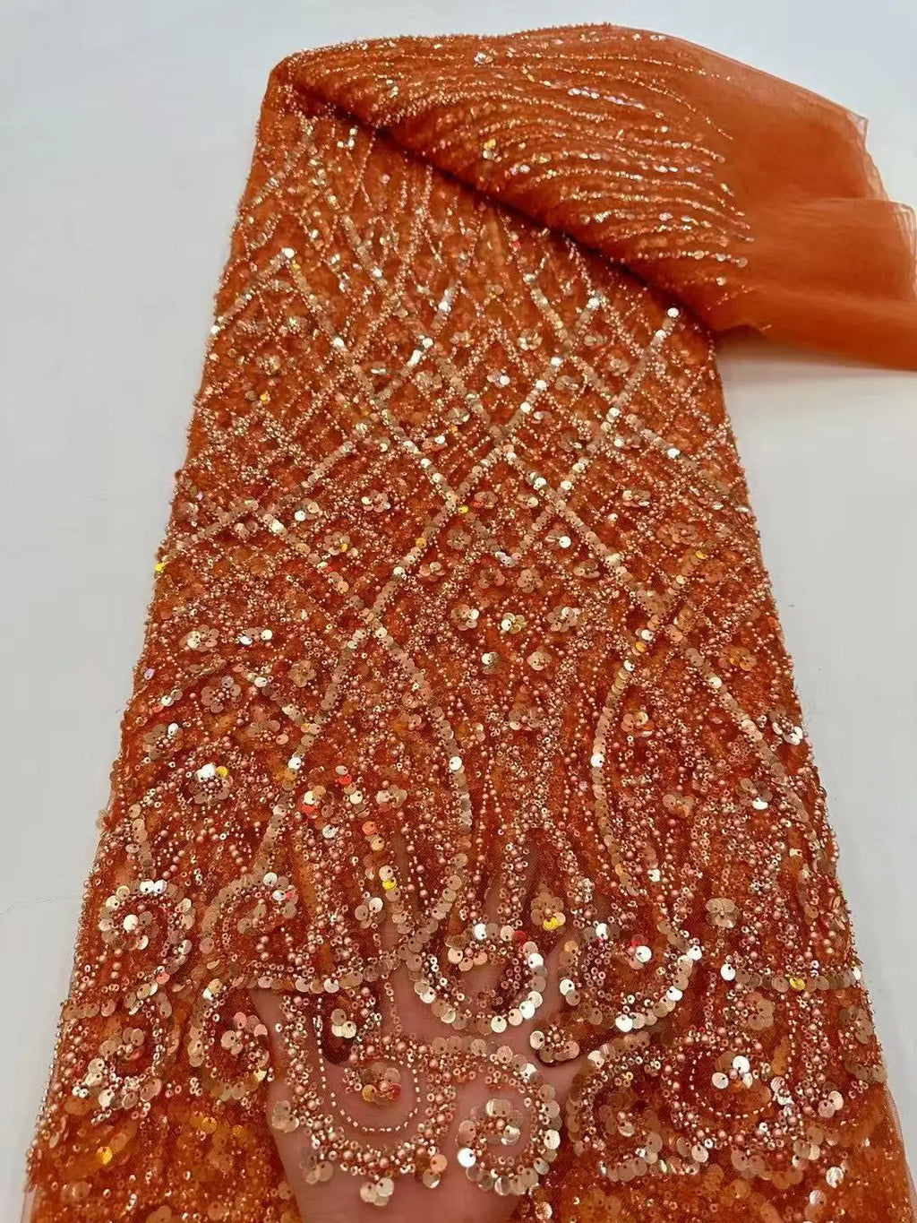 African Sequins Lace Fabrics Fashion Nigerian Embroidery Beaded Tulle Lace Fabric High Quality For Sewing Cloth Party Dress