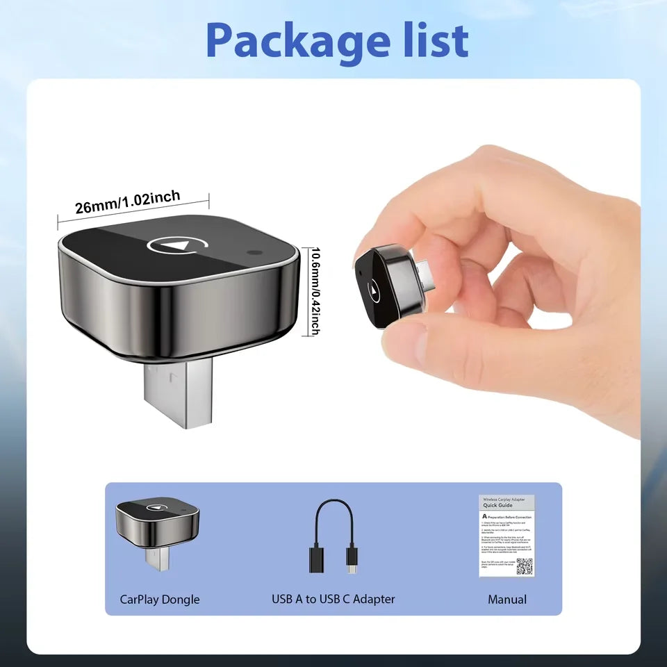 New 2026 2 in 1 Wireless CarPlay Adapter&Android Auto Wireless Adapter, 5Ghz WiFi Type-C/USB Plug Play CarPlay Wireless