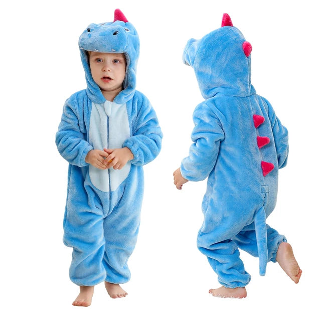 MICHLEY Carnival Winter Baby Rompers Hooded Flannel Cosplay Toddler Infant Clothes Bodysuits Jumpsuit Costume For Girl Boy