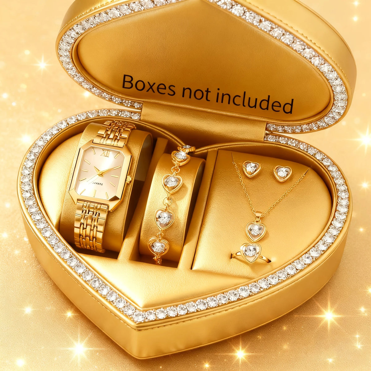 6-piece/set elegant and minimalist women's watch, quartz women's watch, square dial women's watch set