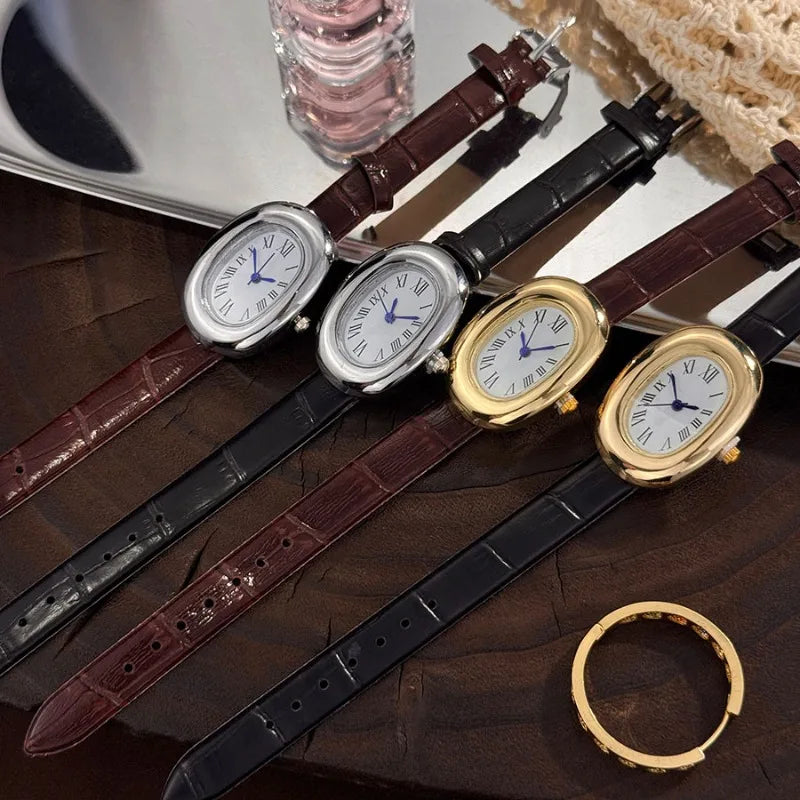 Oval Belt Watch, Exquisite and Compact Fashion Casual Quartz Watch