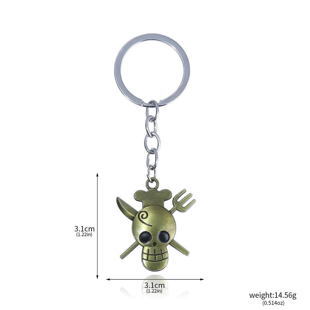 One Piece Luffy Straw Hat Keychain Rotatable Zoro Skull Metal Pendant Role-Playing Decorative Accessories Fan Jewelry Gift
