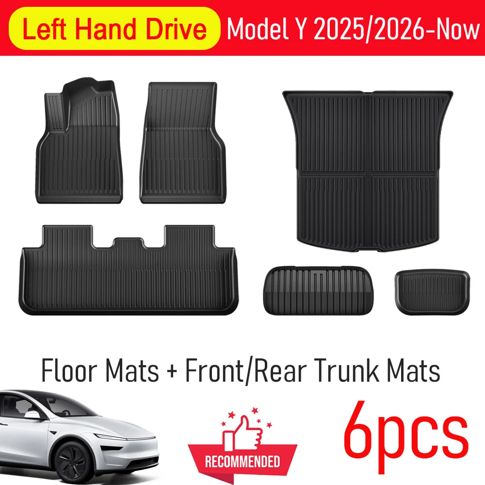 Car Floor Mats for Tesla Model Y Juniper 2025 2026 Front Rear Trunk Mat Non-Slip Cargo Liner Backrest Pads Left Right Hand Drive
