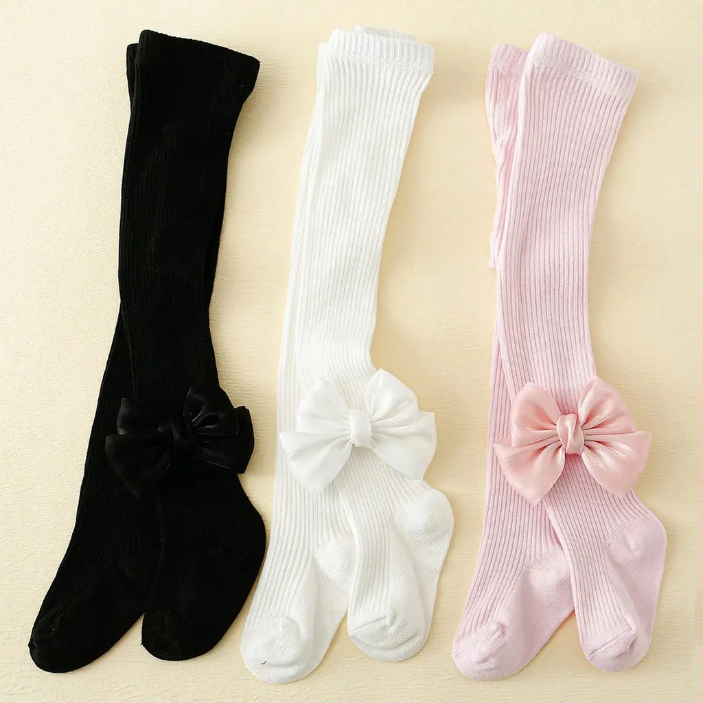 3pairs Toddler Girls Bow Decor Tights