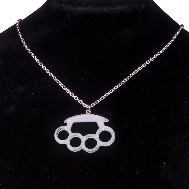 Resin imitation four-finger boxing glove joint pendant necklace metal chain fashion women new jewelry accessories