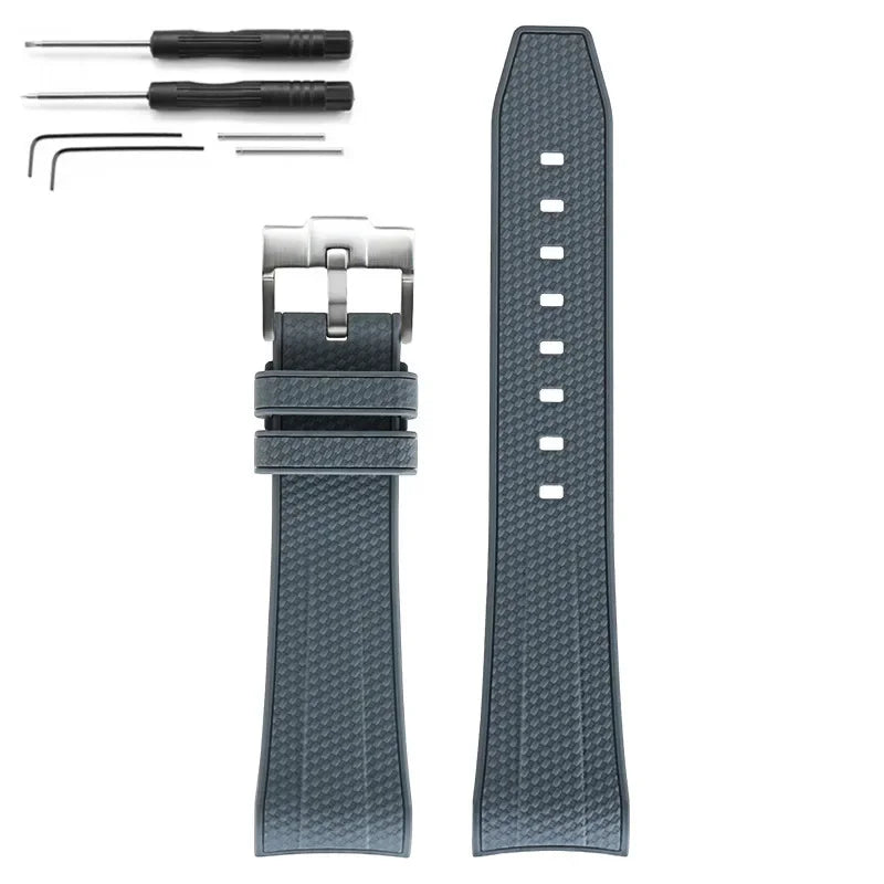 Rubber Silicone Watch Band for Swatch X Blancpain GREEN ABYSS Curved End Waterproof Sport Woven Pattern Strap Bracelet 22mm