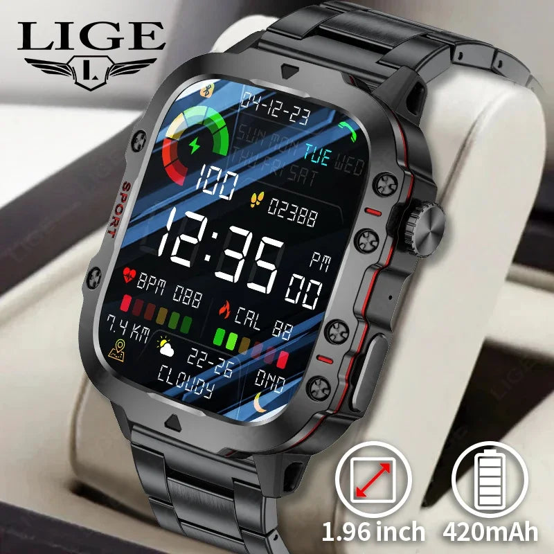 2026 Rugged Military Smart Watch Men Outdoor Watches lP68 Waterproof 2.01" Al Voice Bluetooth Call Smartwatch For Android lOS