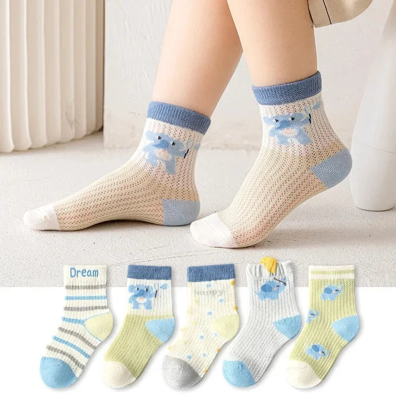 Kids Socks 5 Pairs/Lot Spring Summer Cotton Girls Socks Cute Flowers Pattern for Children Baby Little Girl Clothing Accessories