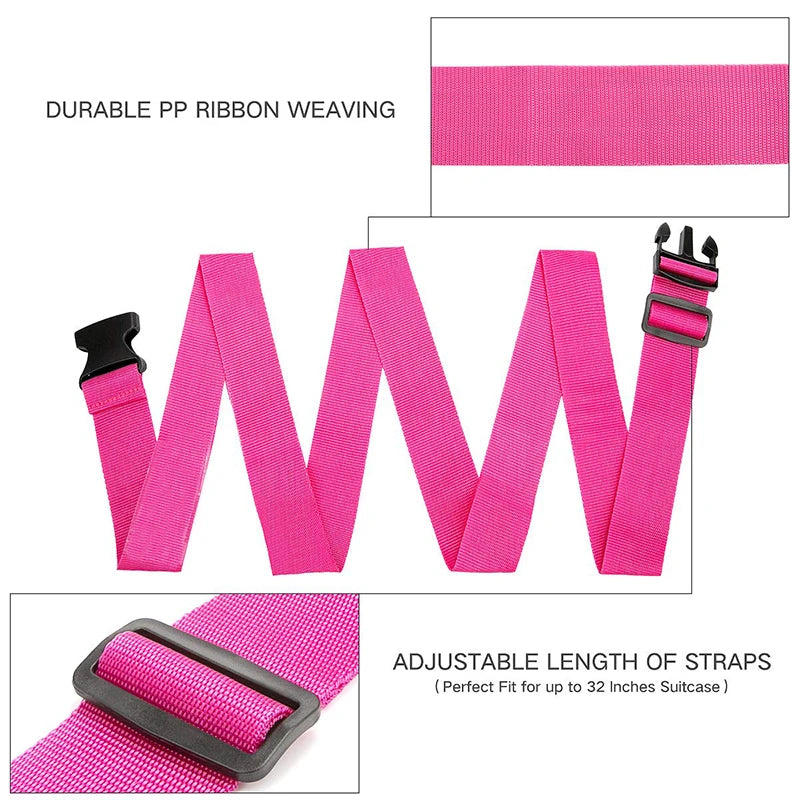 Straight Shaped Luggage Straps for Suitcase Polyester Luggage Belt with Adjustable Release Buckle Travel Accessory