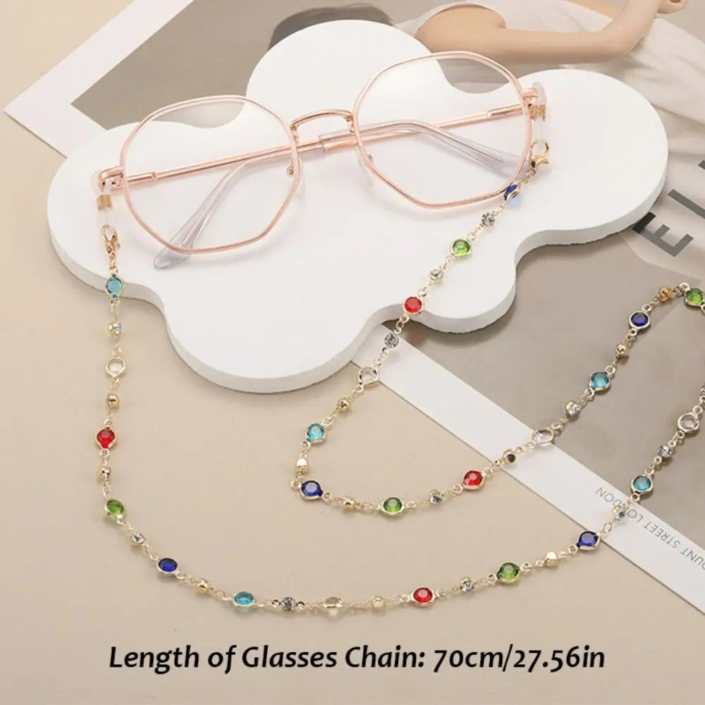 Vintage Beads Glasses Chain Jewelry Lanyard Elegant Crystal Glasses Chain Copper Bohemian Mask Chain Women