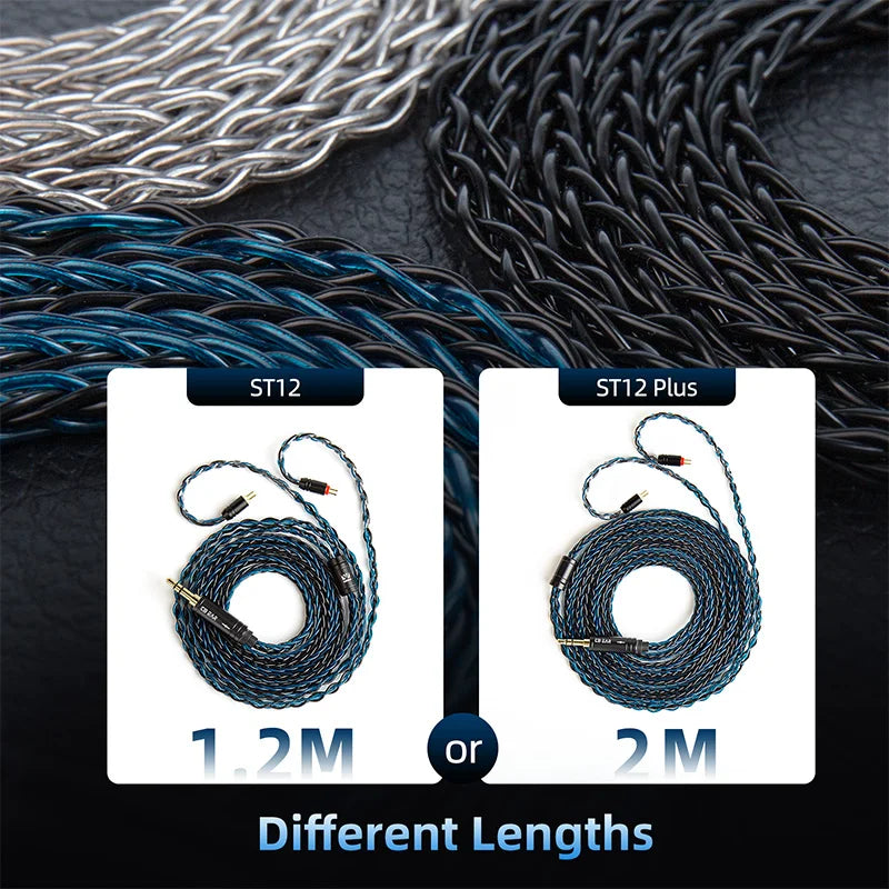 KBEAR ST12 8 Core HiFi Earphone 4N OFC Silver-Plated Upgraded Cable 3.5/4.4mm MMCX/0.78mm 2Pin for Lark Rosefinch KS1