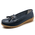 Genuine Leather Women Flats Fashion Casual Women Shoe Moccasins Shoes Woman Slip On Flat Shoes Black Ladies Shoes Plus Size