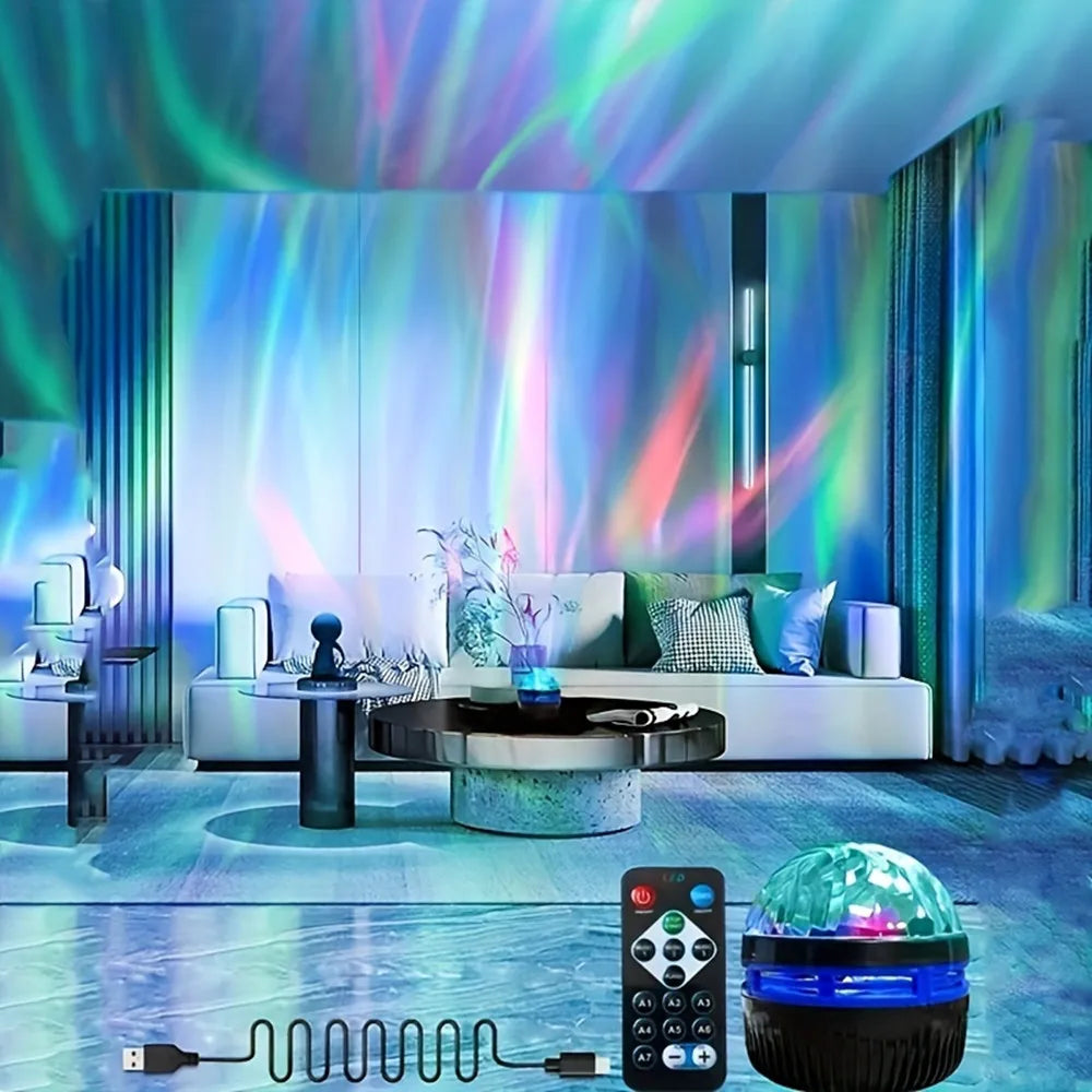 RGB Galaxy Aurora Projection Lamp USB Powered Remote Control Auto Rotate Star Night Light For Bedroom Home Theater Ornament