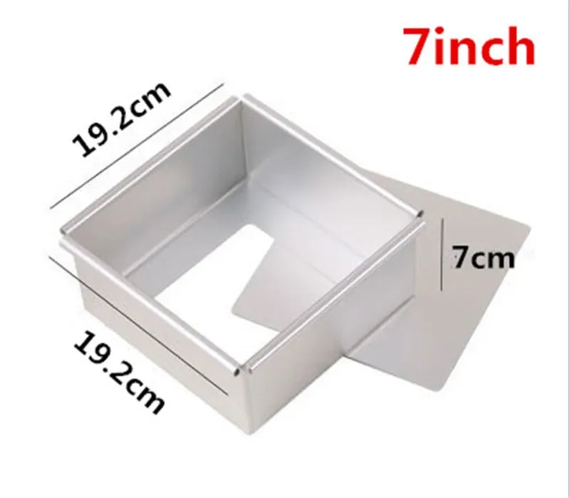 Square Cake Pan with Removable Bottom Anodized Aluminum Wedding Birthday Baking Cake Tin Cheesecake Pan Chiffon Mold stencil