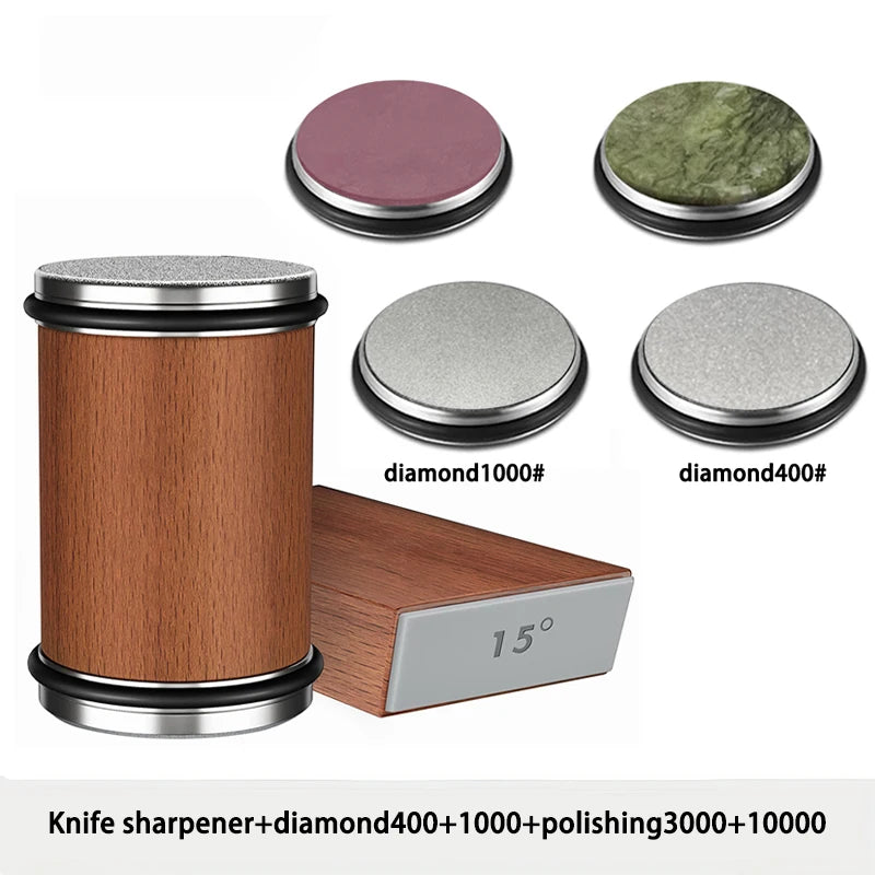 Rolling Knife Sharpener For Straight Edge Knife Sharpener Kit With 15/20° Degree Magnetic Angle For Kitchen Knives Whetstone Set