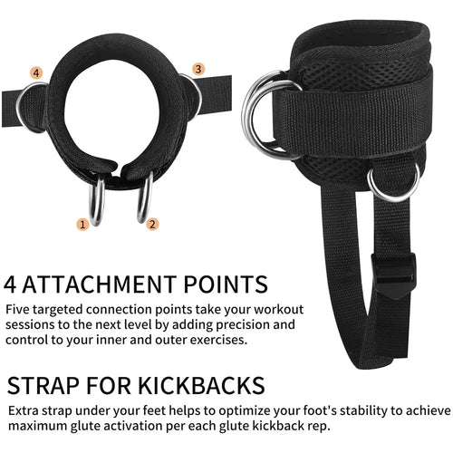 1/2Pcs New Ankle Straps for Cable Machines Kickbacks - Adjustable Comfort Ankle Cable Attachments for Gym Ankle Leg Extensions