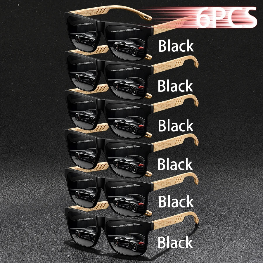 6PCS Fashion Classic Square Sunglasses Men Women Driving Fishing Retro Running  leisure Trendy Lightweight protective glasses