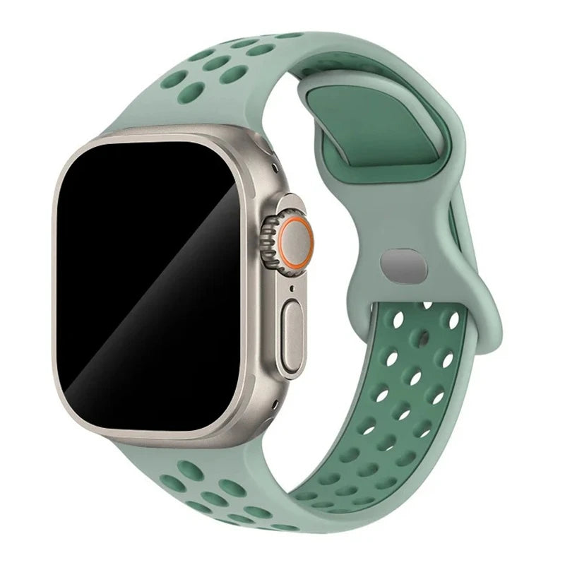 Silicone Strap For Apple Watch 44mm 45mm 40mm 41mm 38 42mm sports Rubber Breathable Band iwatch series 10 9 8 SE 7 6 Ultra 49mm