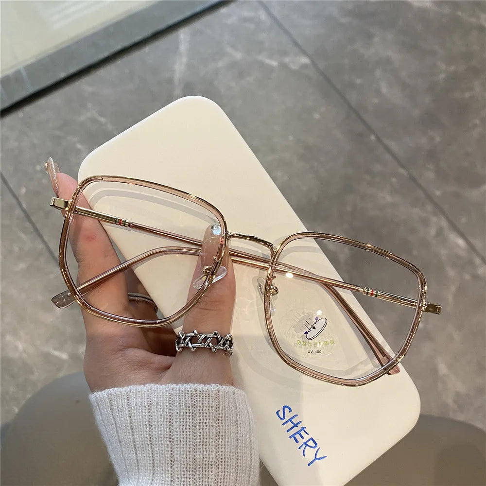 Transparent Computer Glasses Frame Women Men Anti Blue Light Polygon Eyewear Blocking Glasses Optical Spectacle Eyeglass