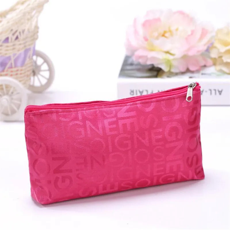 Women Cosmetic Bag Portable Cute Multifunction Beauty Zipper Travel Letter Makeup Bags Pouch Toiletry Organizer Holder Toiletry